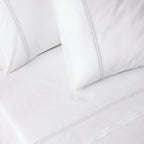 250 TC WHITE ORGANIC COTTON EMBROIDERED SHEET SET - WHITE ON WHITE