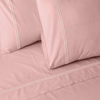250 TC ORGANIC COTTON COLOURED EMBROIDERED SHEET SET - DUSTY PINK