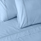 250 TC ORGANIC COTTON COLOURED EMBROIDERED SHEET SET - ESTATE BLUE