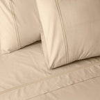 250 TC ORGANIC COTTON COLOURED EMBROIDERED SHEET SET - HUMMUS
