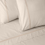 250 TC ORGANIC COTTON COLOURED EMBROIDERED SHEET SET - PEACH FUZZ