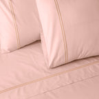 250 TC ORGANIC COTTON COLOURED EMBROIDERED SHEET SET - PEACH PRAFAIT