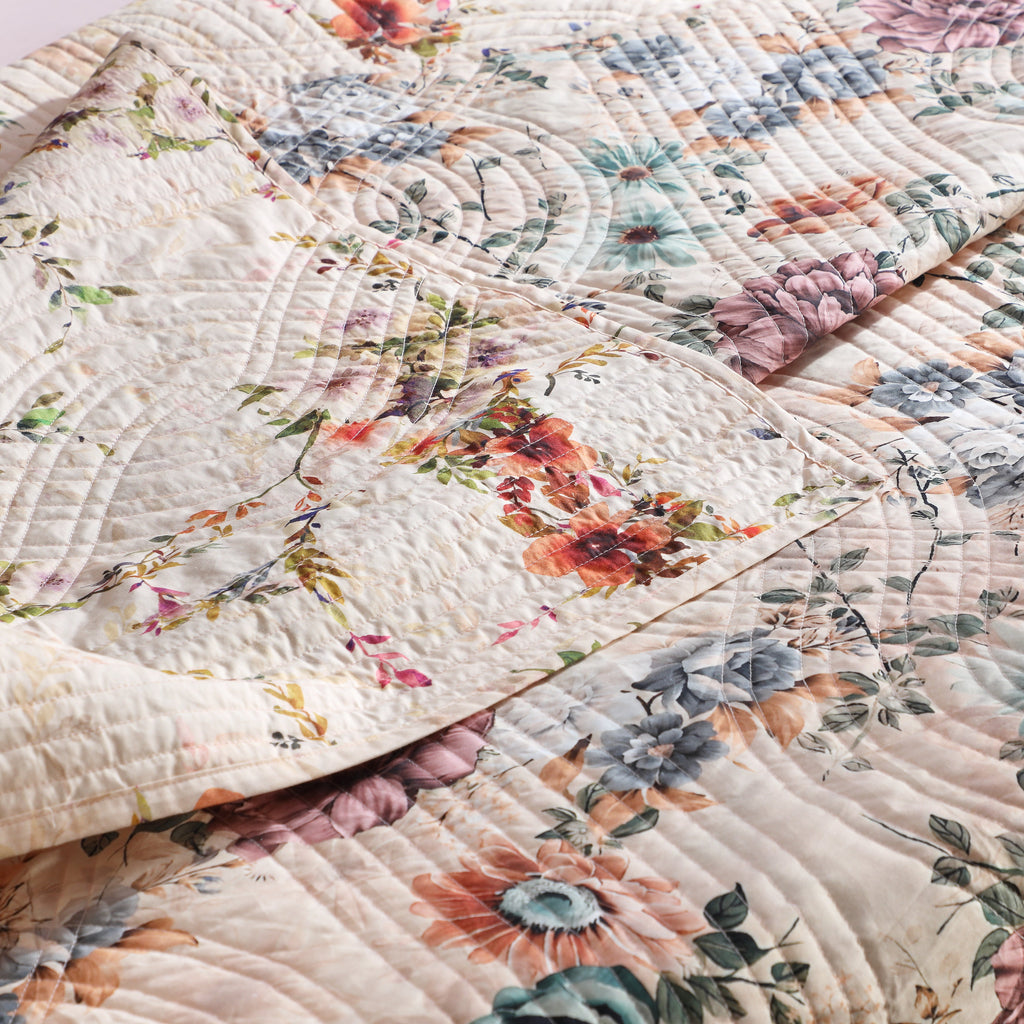 MIA COTTON PERCALE REVERSIBLE QUILT COVER SET