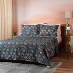 Whites of London Chintz Cotton Percale Reversible Quilt Set – dark teal floral bedroom NZ & AU