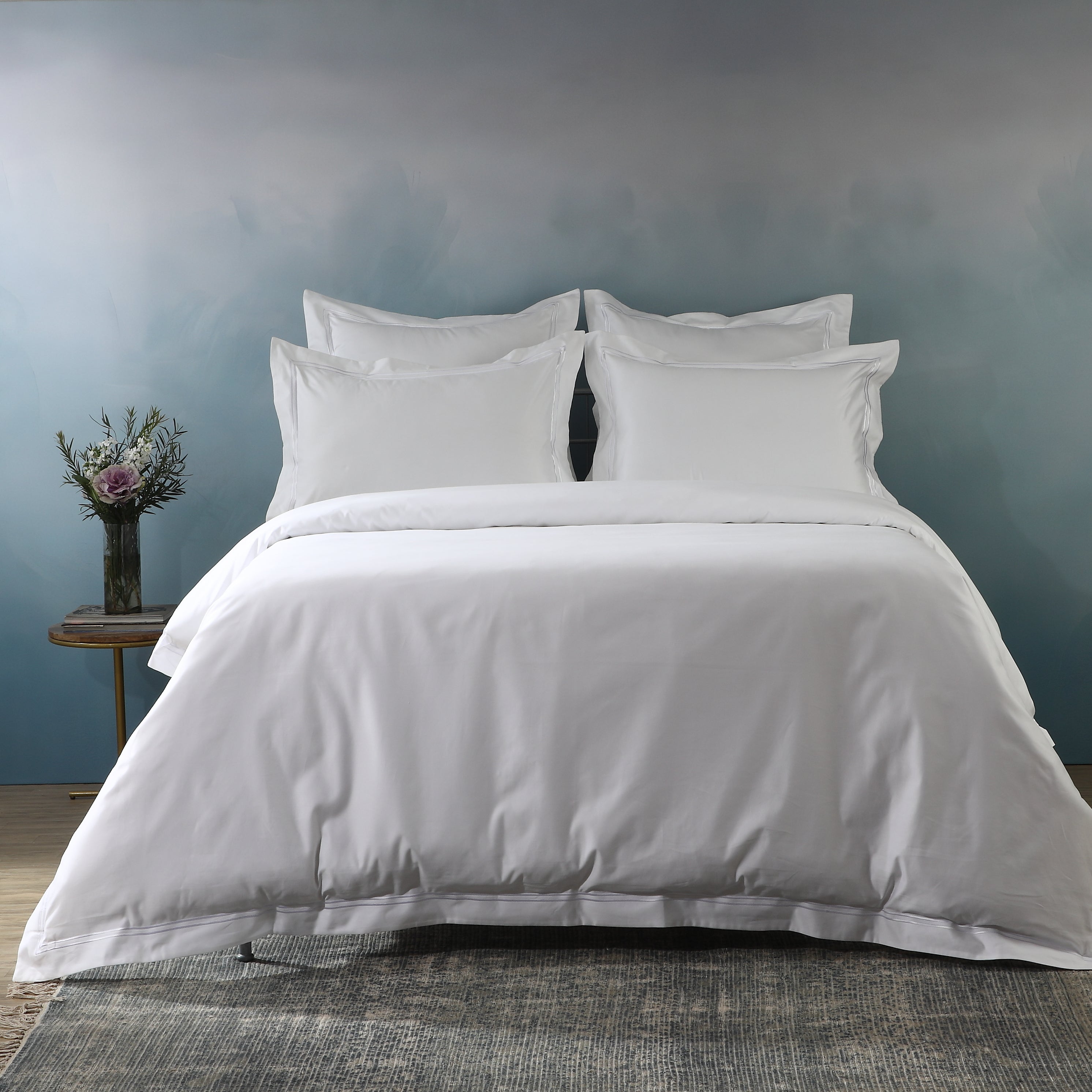 1250 TC 100% ORGANIC COTTON WHITE DUVET COVER SET