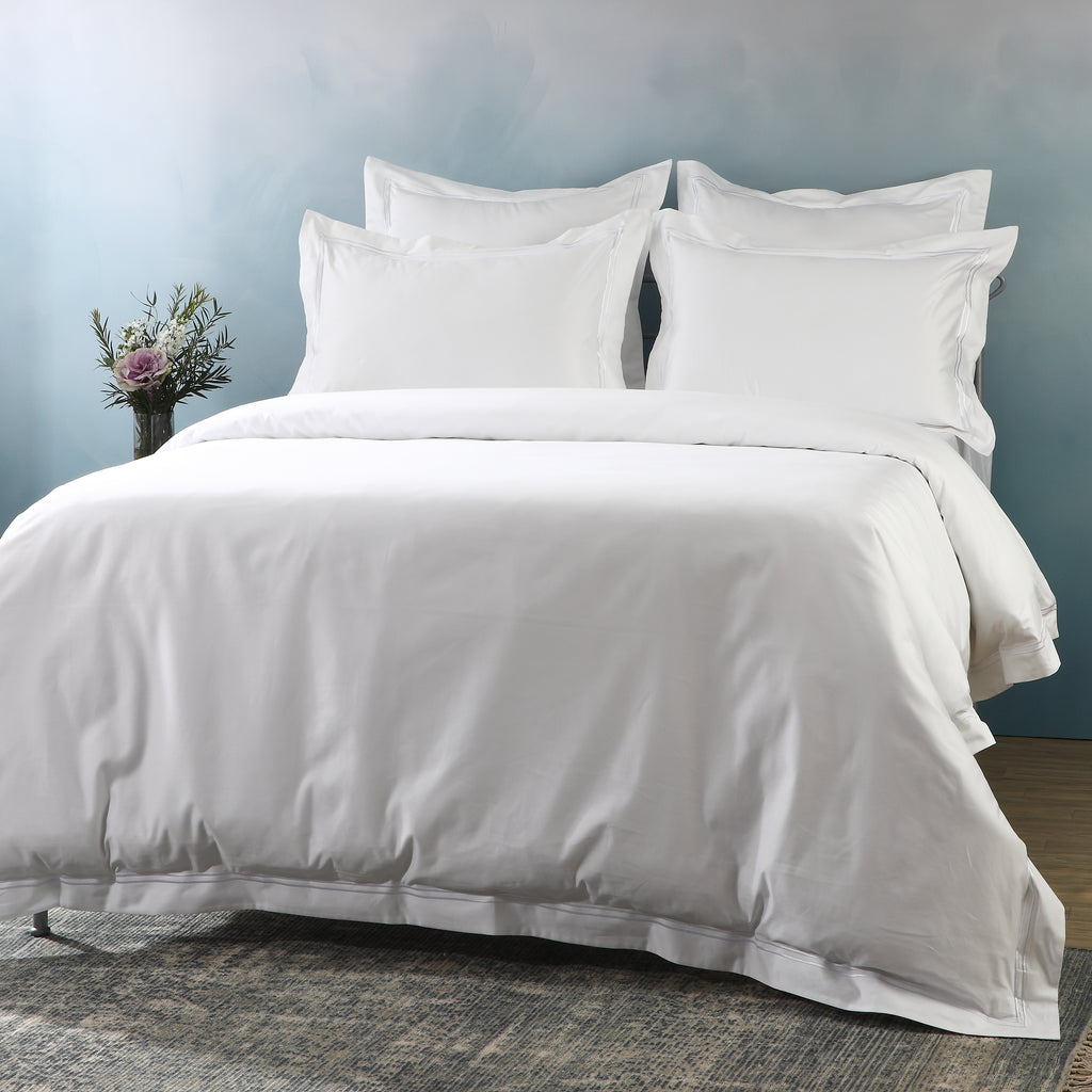 1250 TC 100% ORGANIC COTTON WHITE DUVET COVER SET