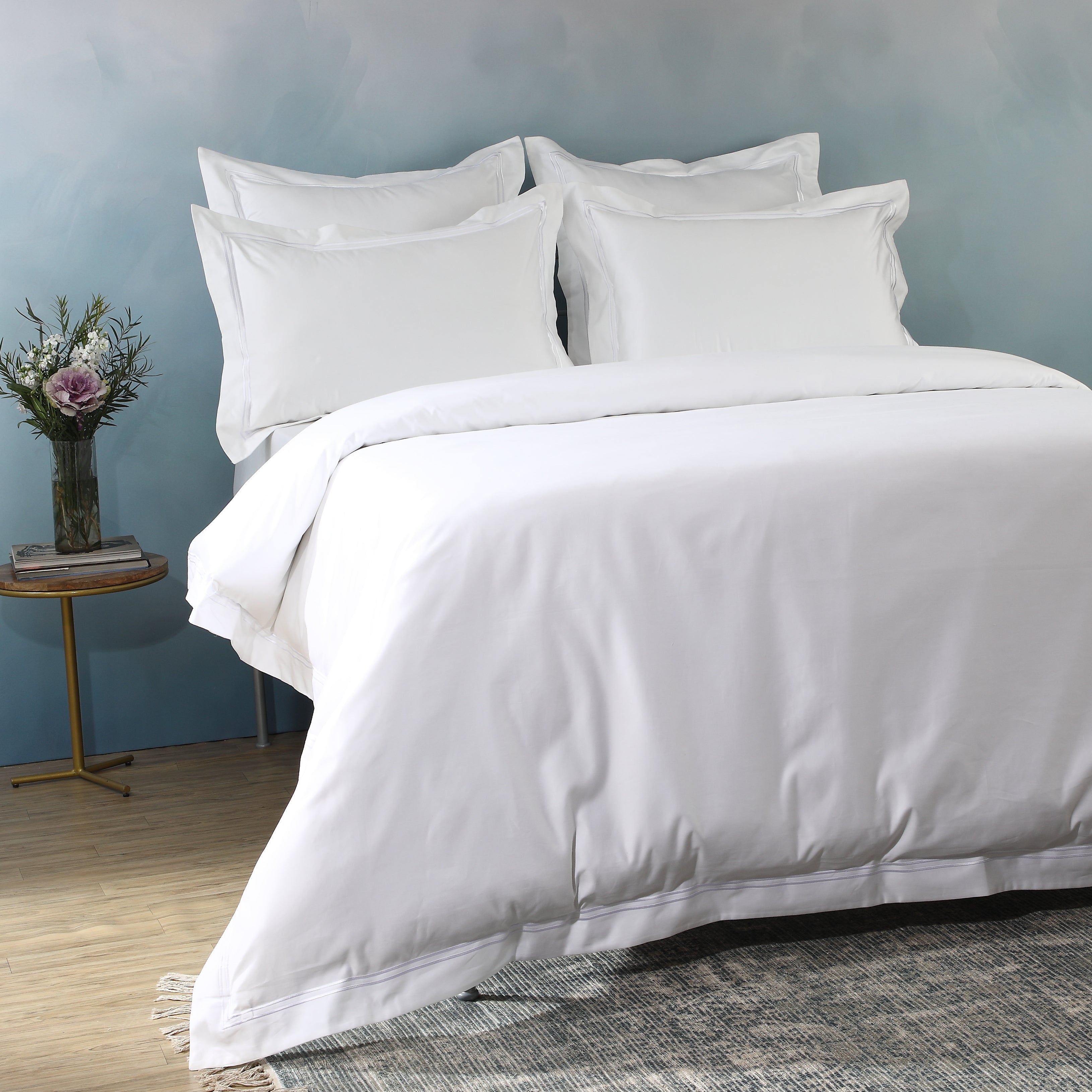 1250 TC 100% ORGANIC COTTON WHITE DUVET COVER SET