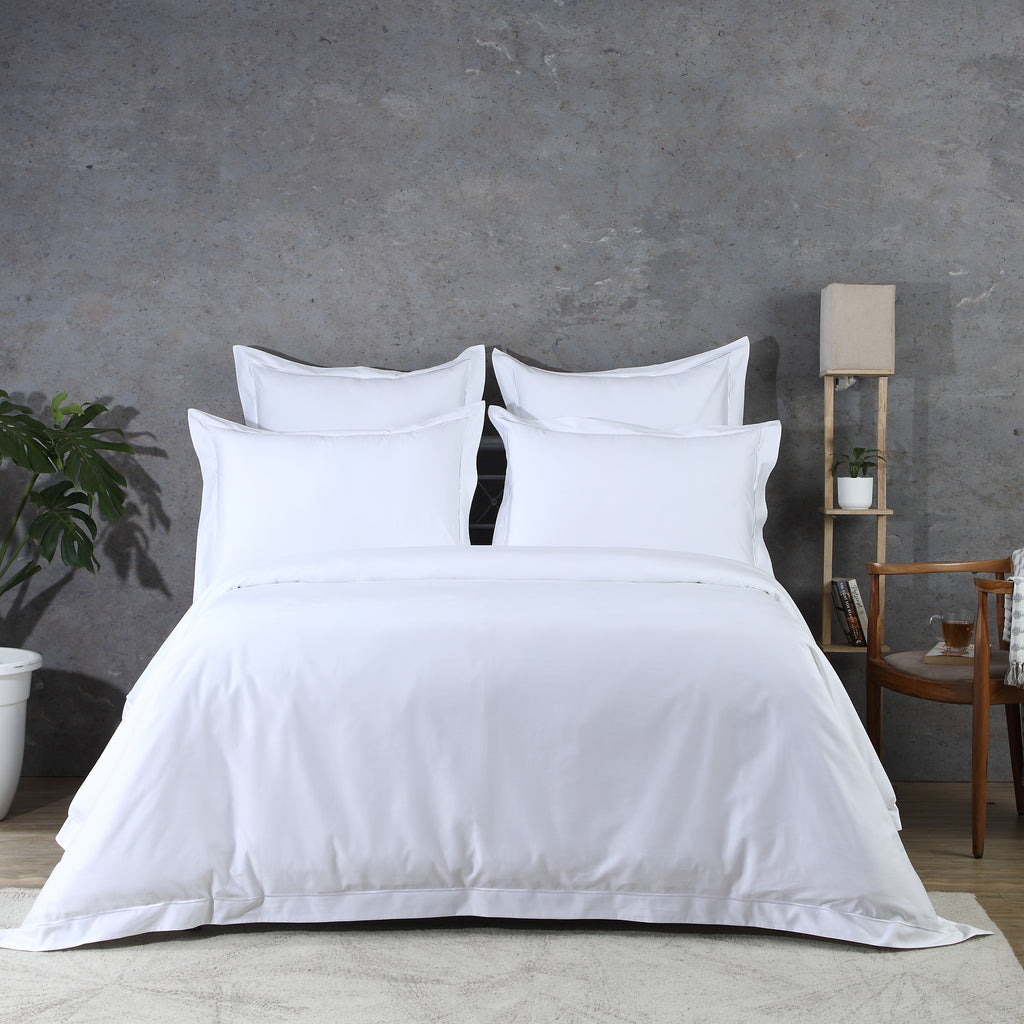 750 TC 100% ORGANIC COTTON WHITE DUVET COVER SET