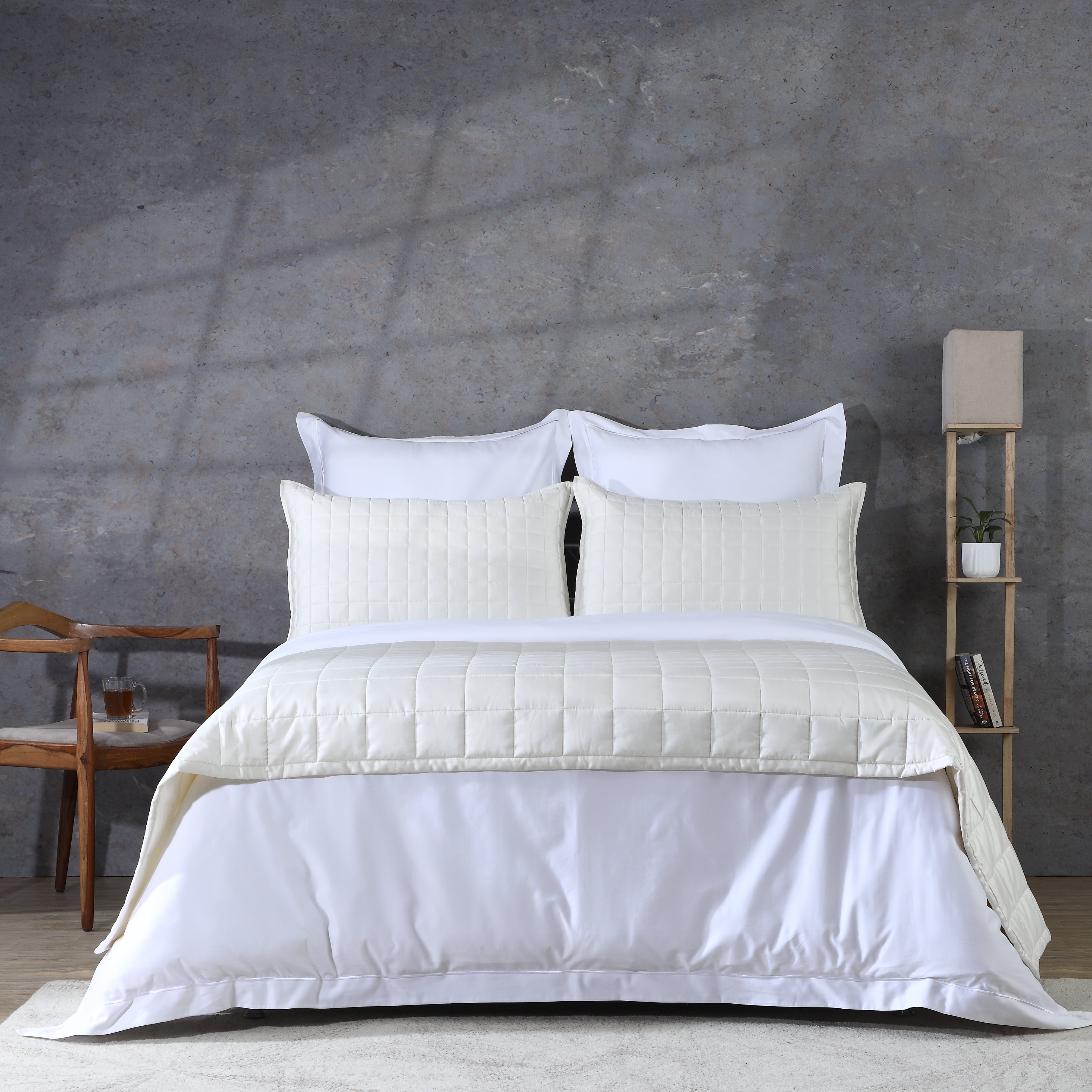 IVORY BAMBOO COTTON BEDSPREAD SET