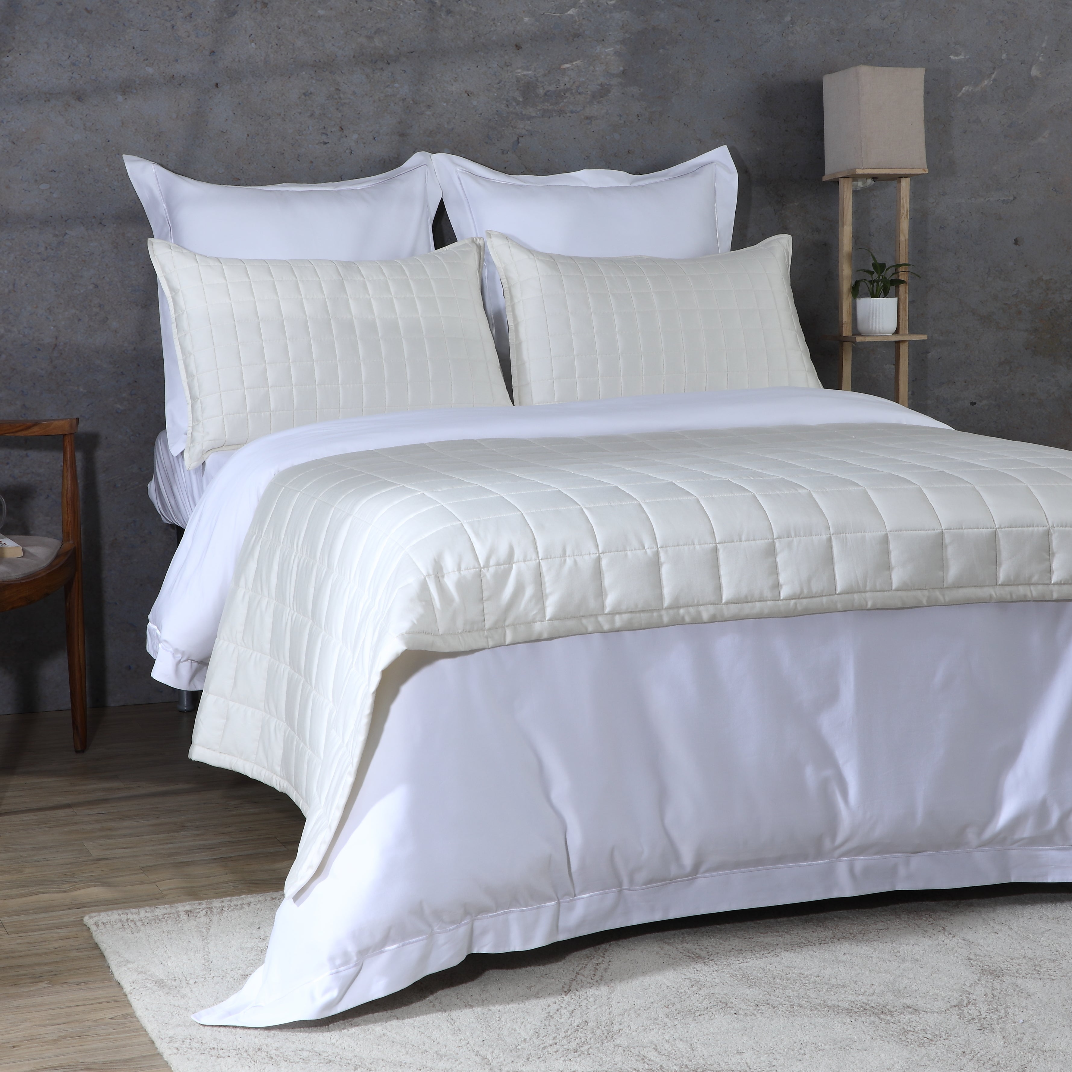 IVORY BAMBOO COTTON BEDSPREAD SET