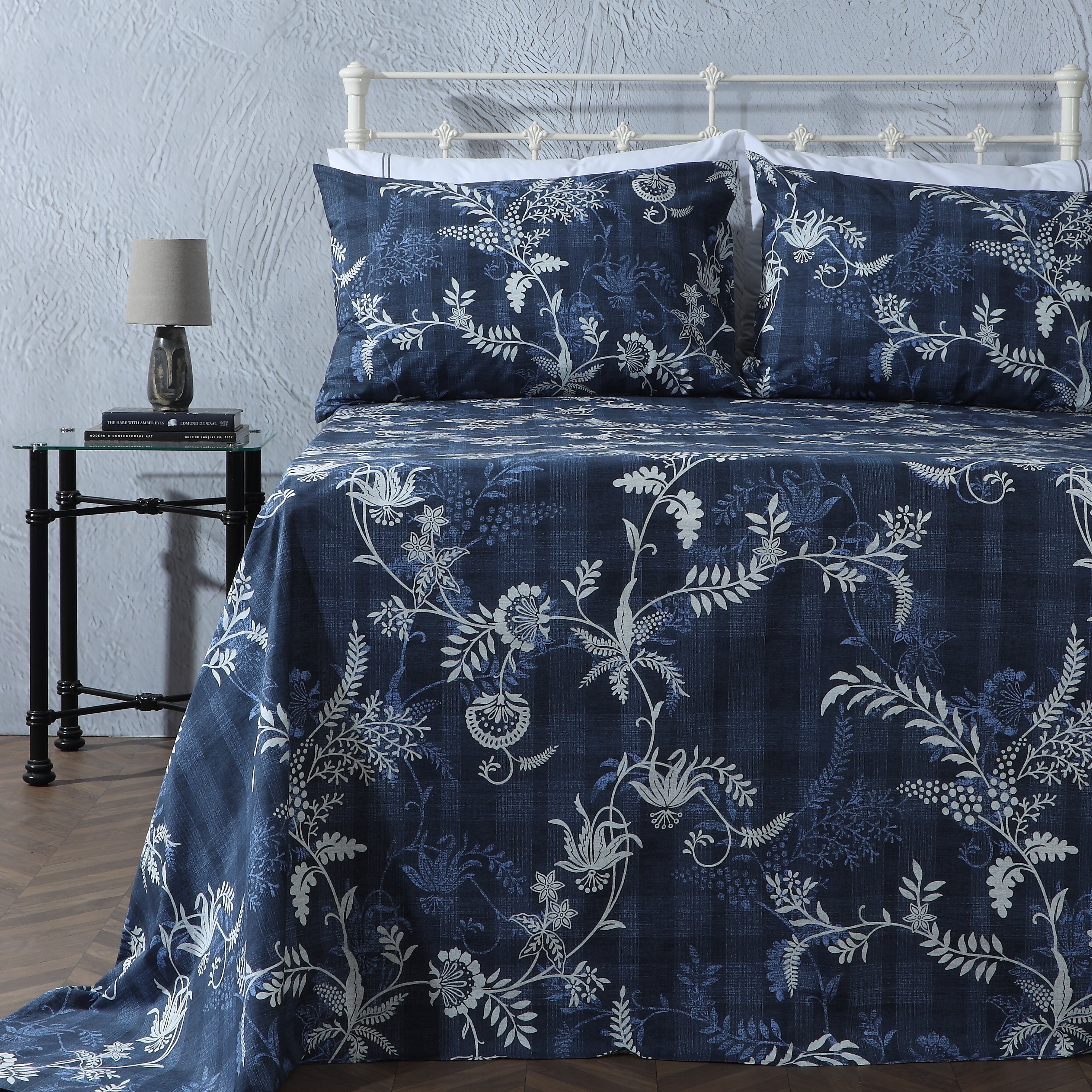 ORGANIC COTTON PERCALE PRINTED SHEET SET - MIDNIGHT FOREST 250TC