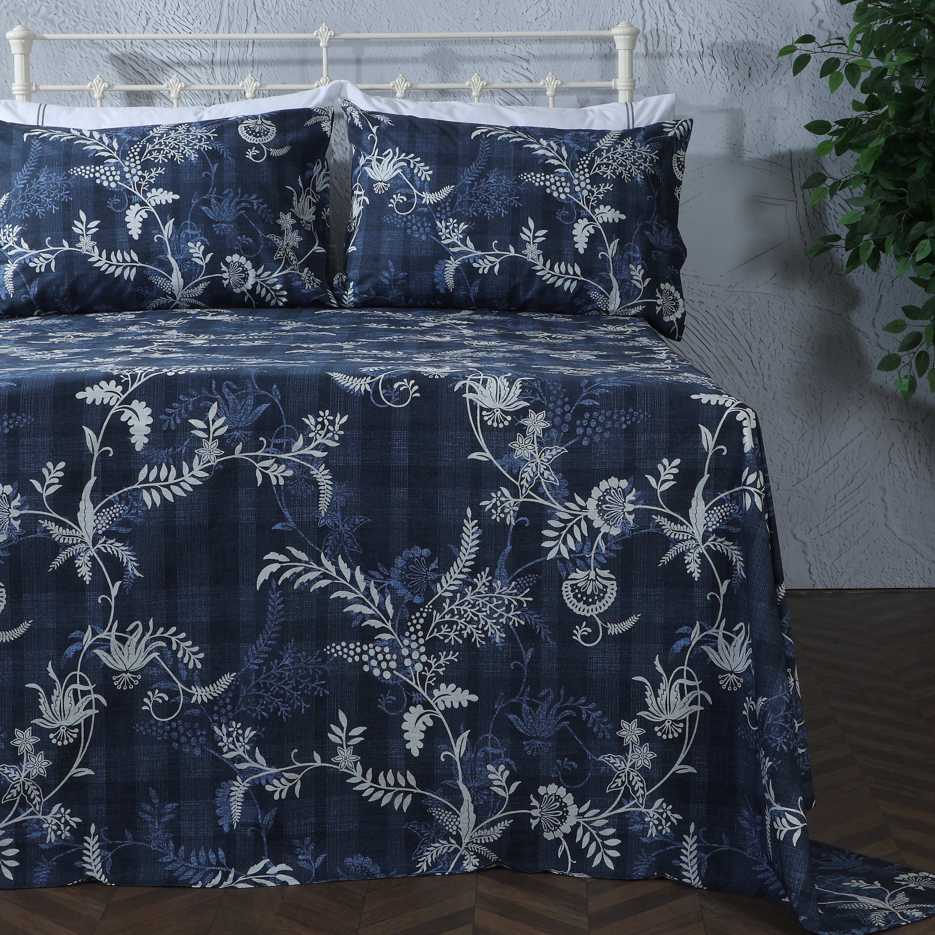 ORGANIC COTTON PERCALE PRINTED SHEET SET - MIDNIGHT FOREST 250TC