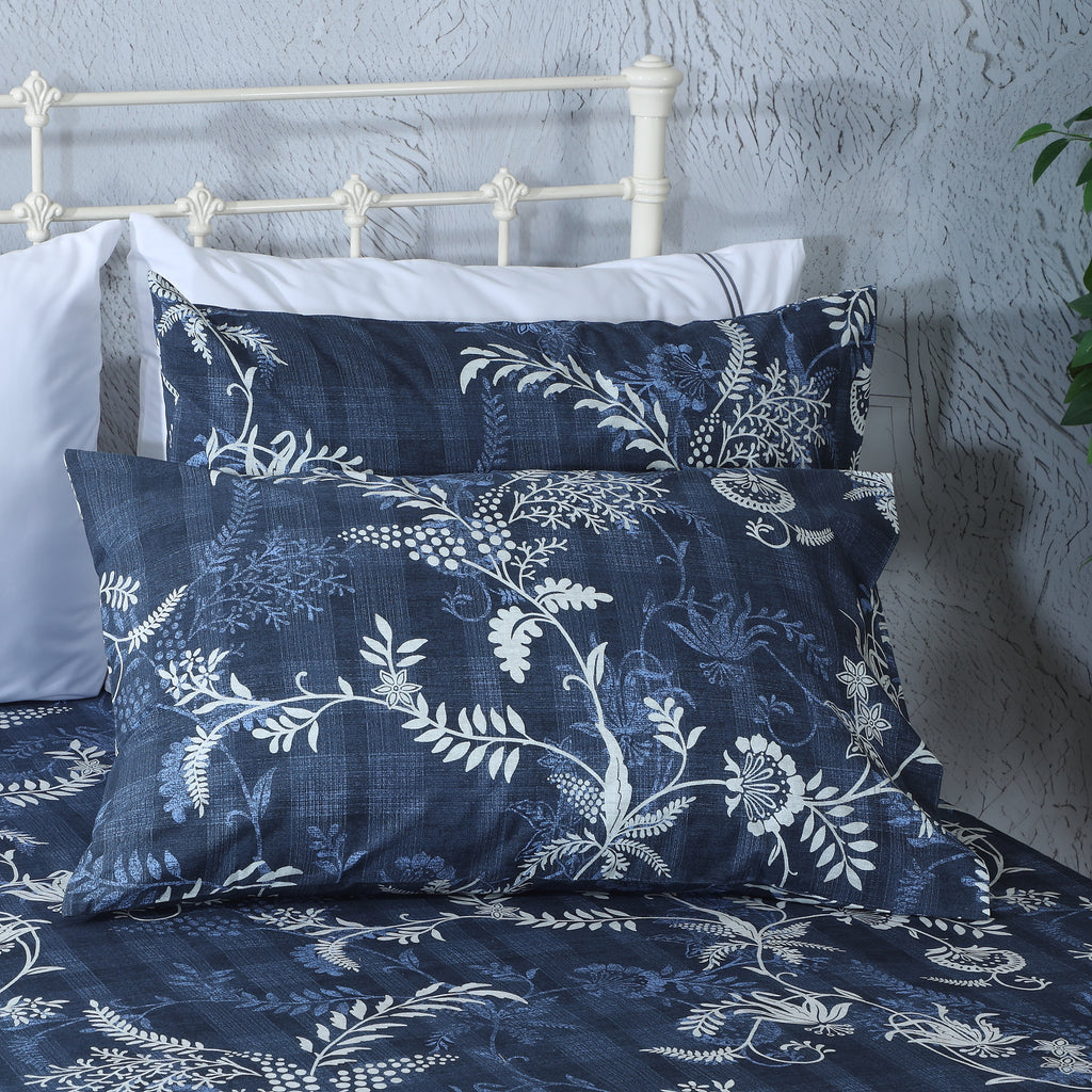 ORGANIC COTTON PERCALE PRINTED SHEET SET - MIDNIGHT FOREST 250TC