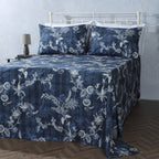 ORGANIC COTTON PERCALE PRINTED SHEET SET - MIDNIGHT FOREST 250TC