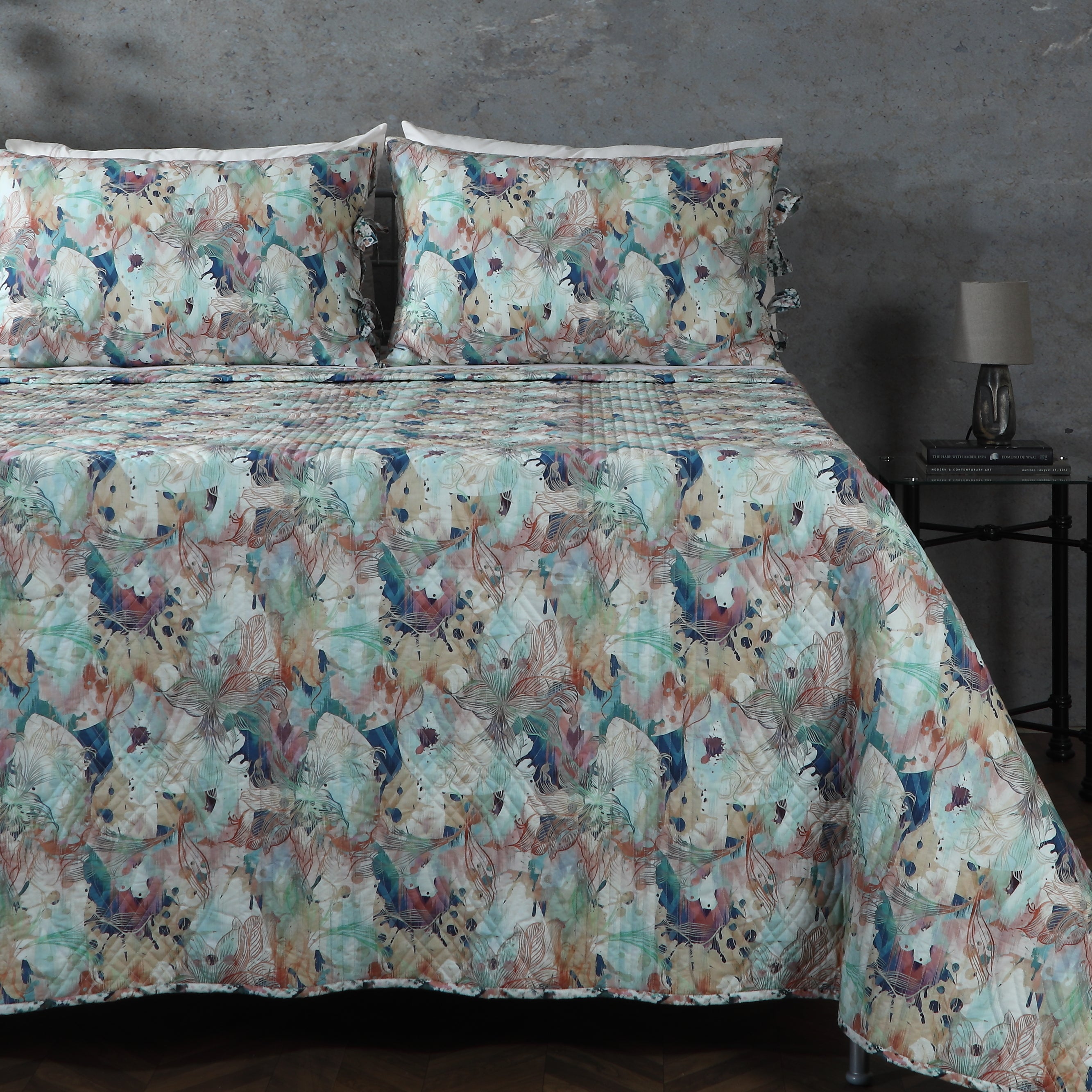 Florentine Percale Reversible Quilt Set - Dark Styled Bedroom View
