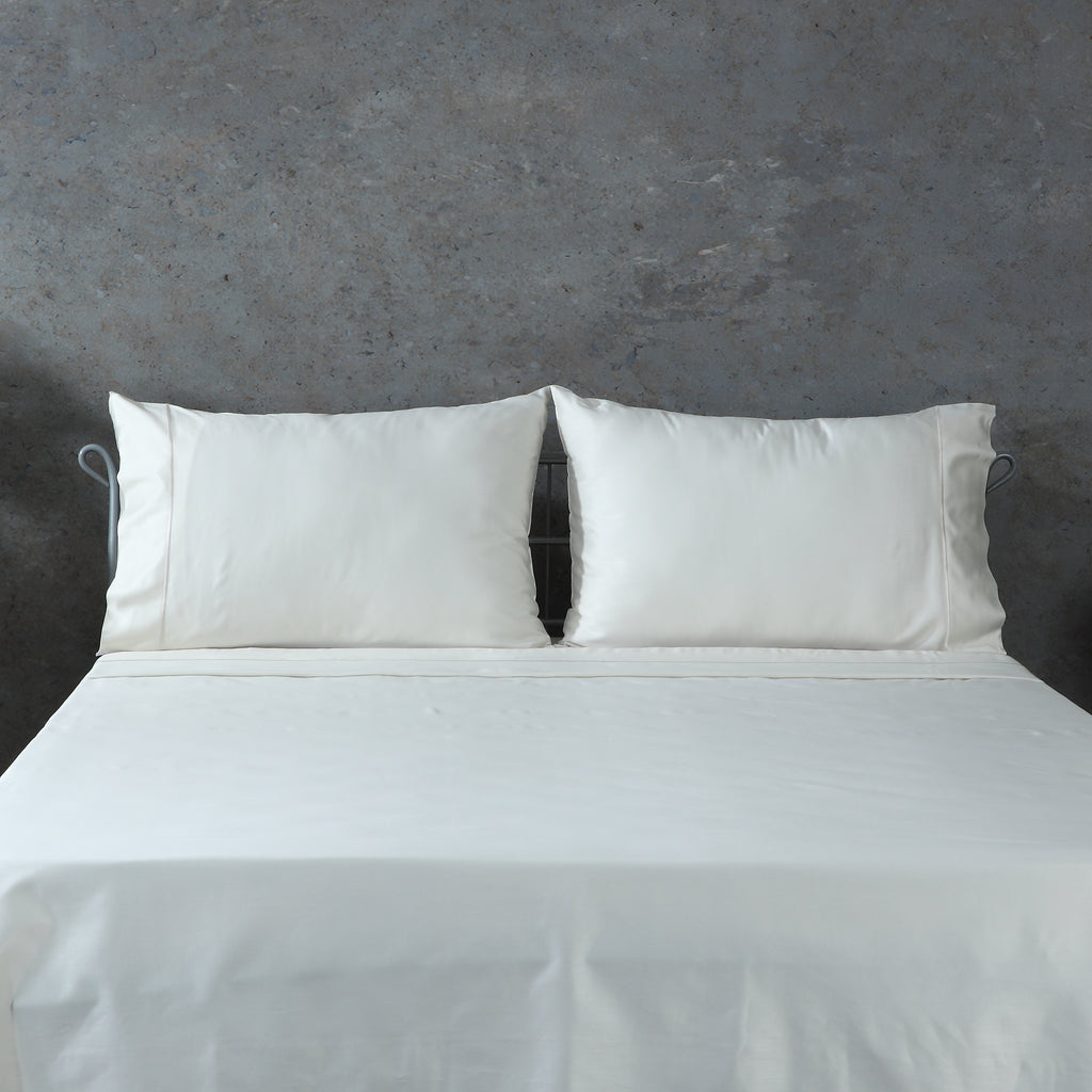 BAMBOO COTTON SHEET SET EMBROIDERED - 375TC IVORY