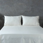 BAMBOO COTTON SHEET SET EMBROIDERED - 375TC IVORY