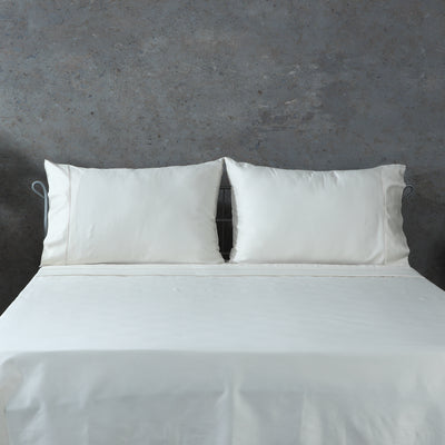 BAMBOO COTTON SHEET SET EMBROIDERED - 375TC IVORY