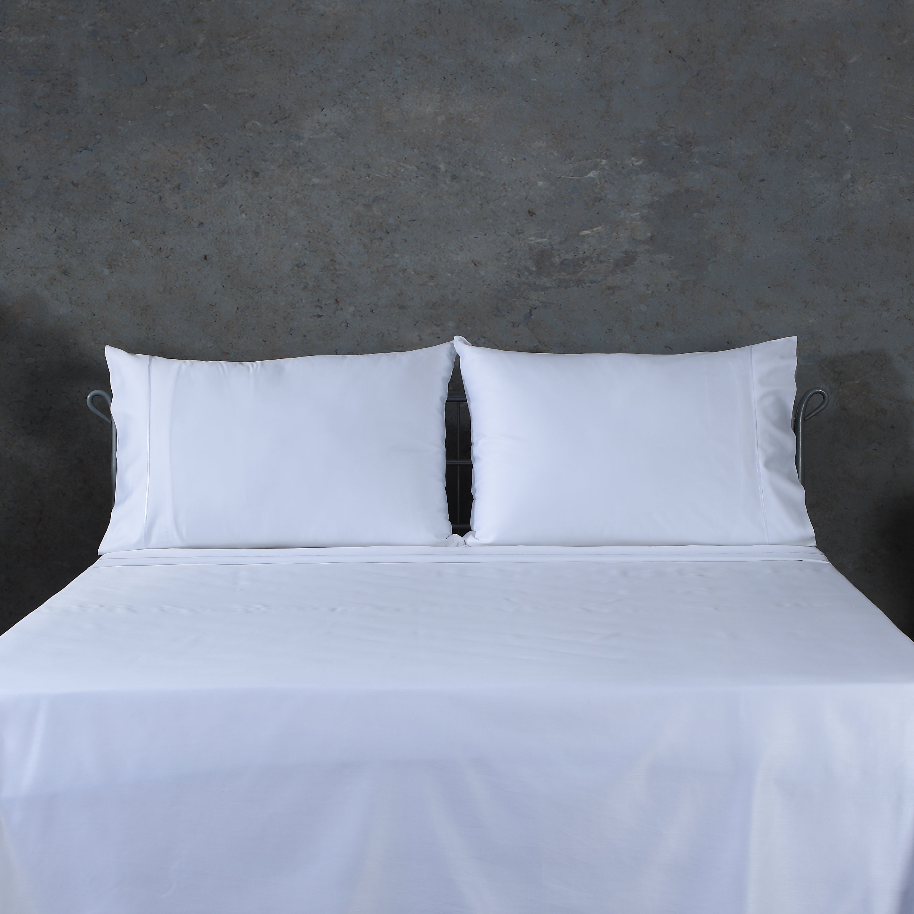 BAMBOO COTTON SHEET SET EMBROIDERED - 375TC WHITE