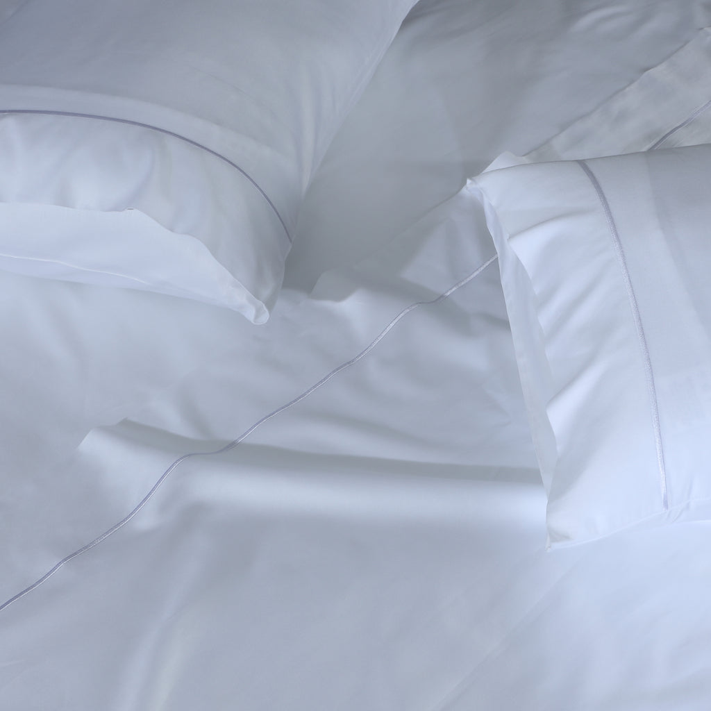 BAMBOO COTTON SHEET SET EMBROIDERED - 375TC WHITE