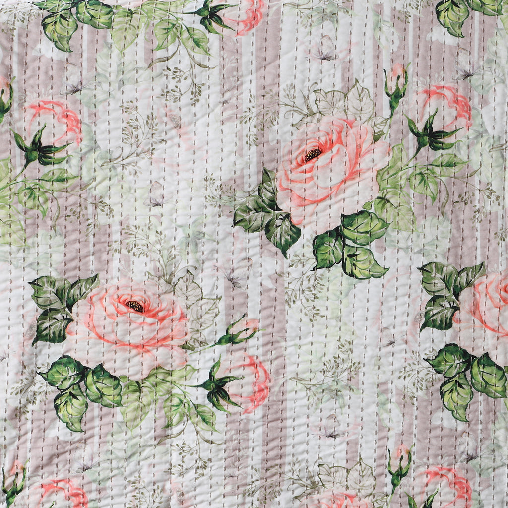 Whites of London NZ REVERSIBLE COTTON BEDSPREAD SET - WHISPERING ROSE close up image