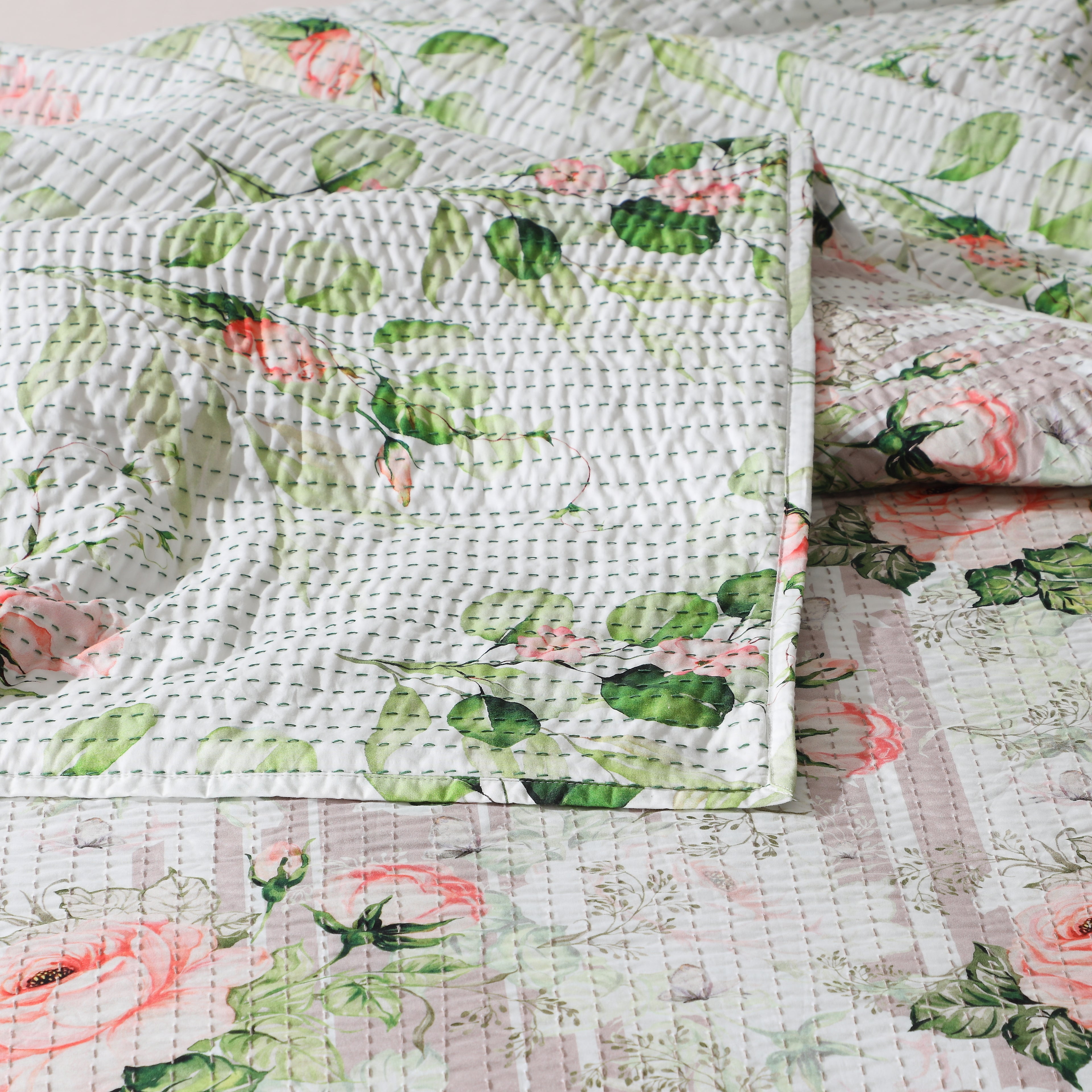 Whites of London NZ REVERSIBLE COTTON BEDSPREAD SET - WHISPERING ROSE hero image 6