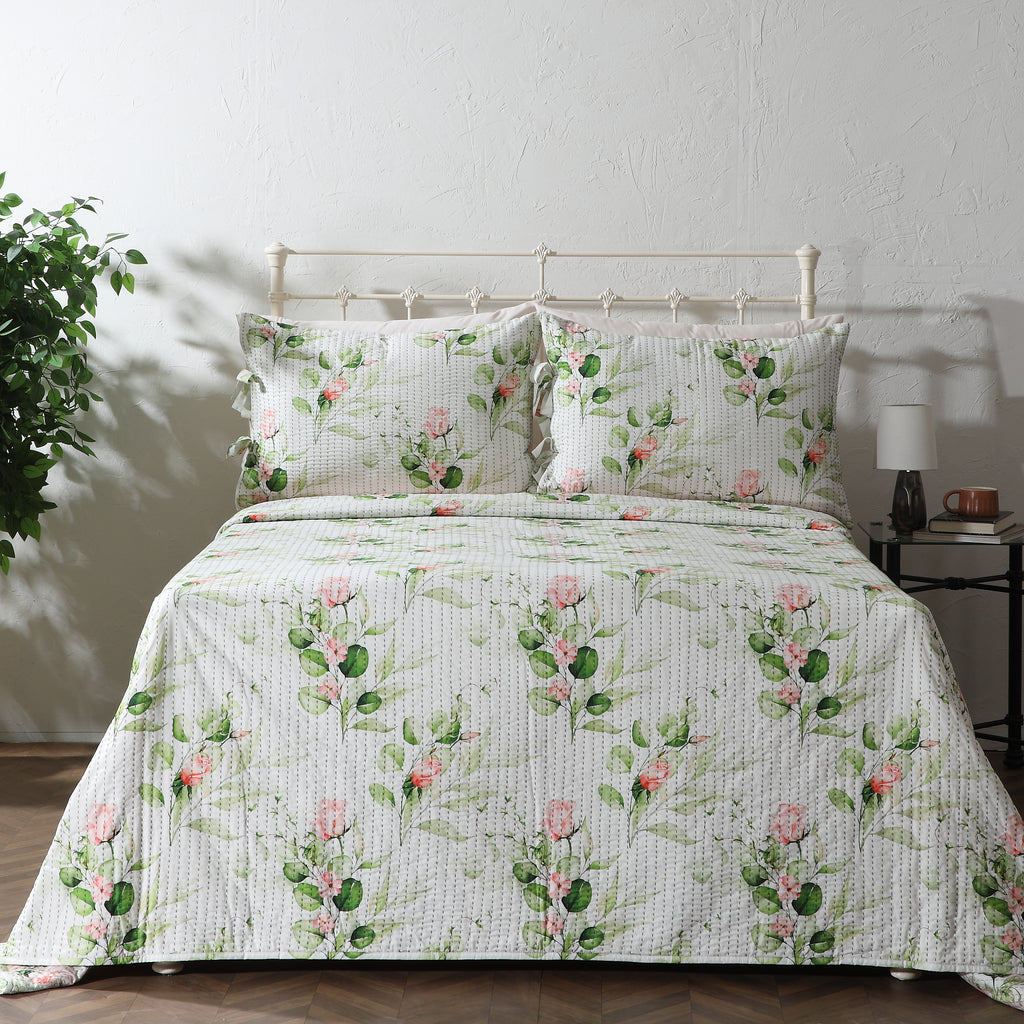 Whites of London NZ REVERSIBLE COTTON BEDSPREAD SET - WHISPERING ROSE hero image 4