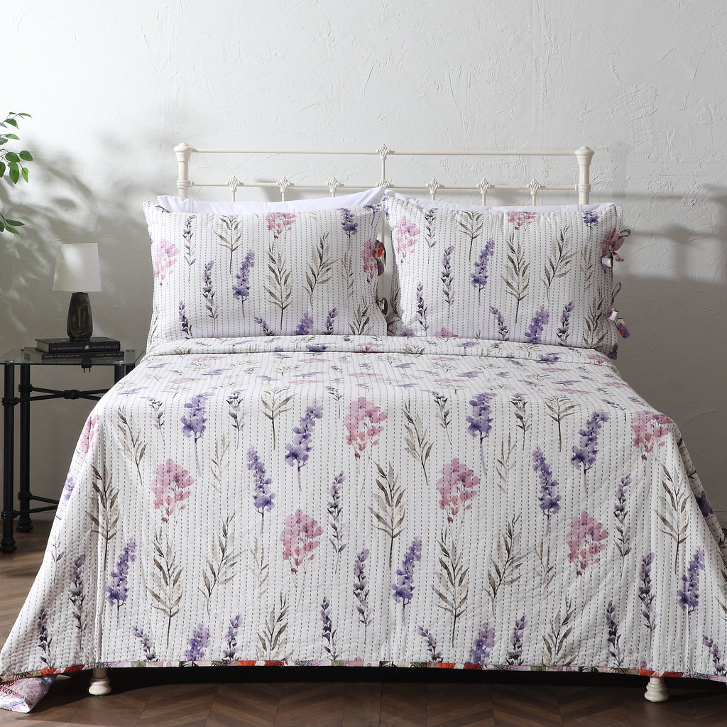 Whites of London NZ REVERSIBLE COTTON BEDSPREAD SET - Lavender Blush Hero image 