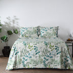 WHITES OF LONDON NZ - REVERSIBLE COTTON BEDSPREAD SET -EVERGREEN MEDLEY SIDE FULL VIEW
