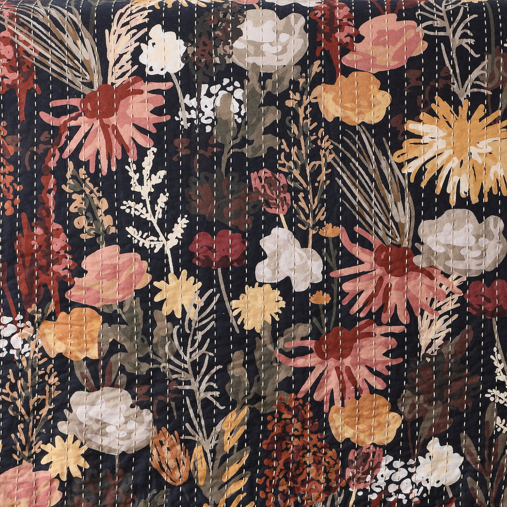 close of the ember garden side of the REVERSIBLE COTTON BEDSPREAD SET - EMBER GARDEN  by  Whites of London NZ
