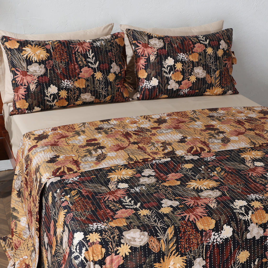 ember garden pillowcases showcased wth   REVERSIBLE COTTON BEDSPREAD SET - EMBER GARDEN  by  Whites of London NZ