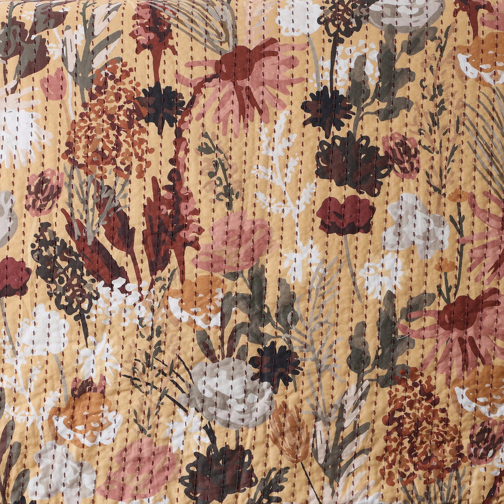 close of the Savannah side of REVERSIBLE COTTON BEDSPREAD SET - EMBER GARDEN  by  Whites of London NZ