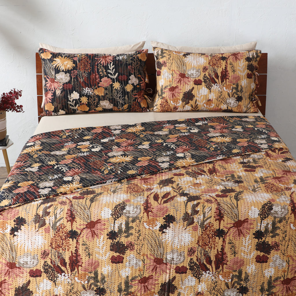 REVERSIBLE COTTON BEDSPREAD SET - EMBER GARDEN hero image 1 by Whites of London NZ