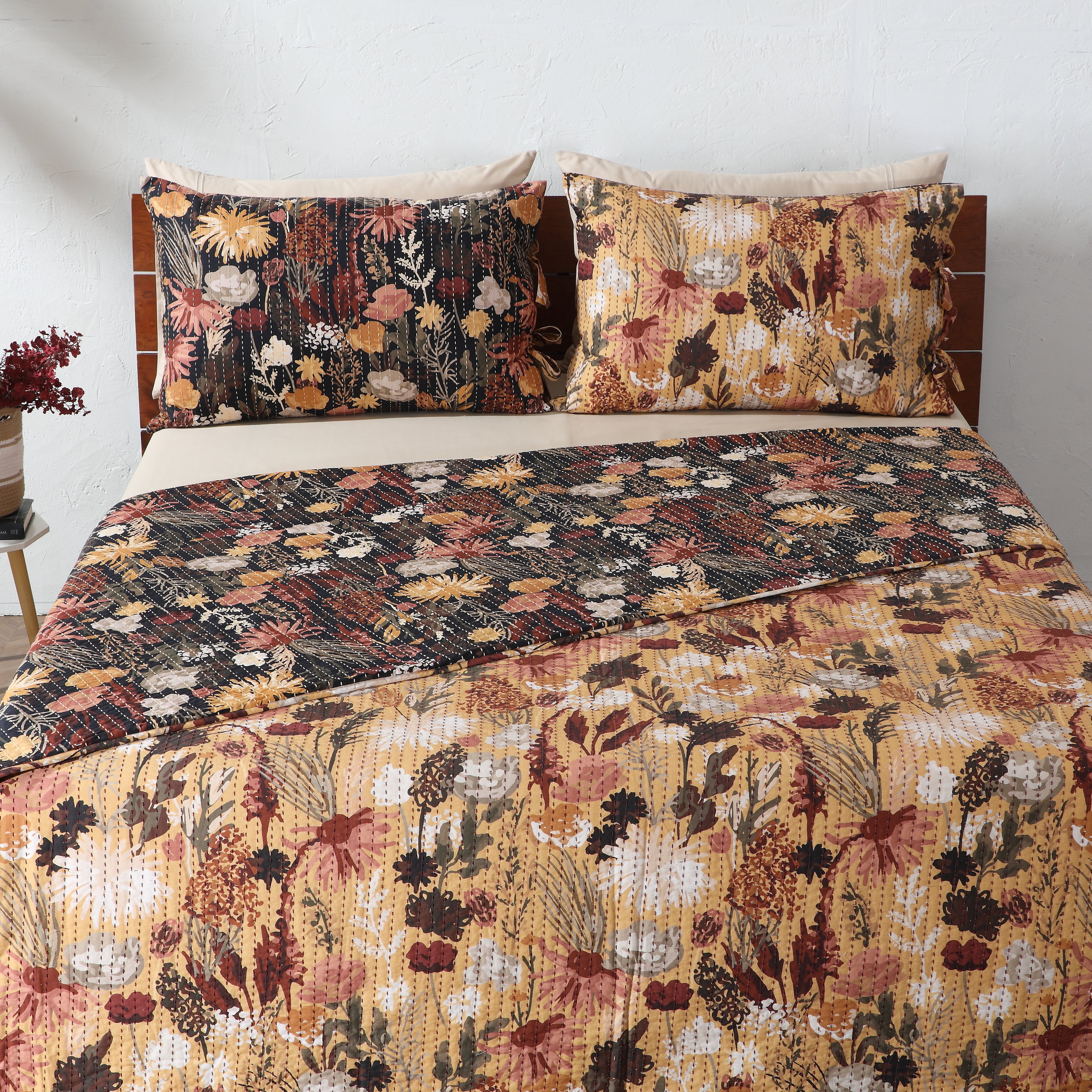 REVERSIBLE COTTON BEDSPREAD SET - EMBER GARDEN hero image 1 by Whites of London NZ
