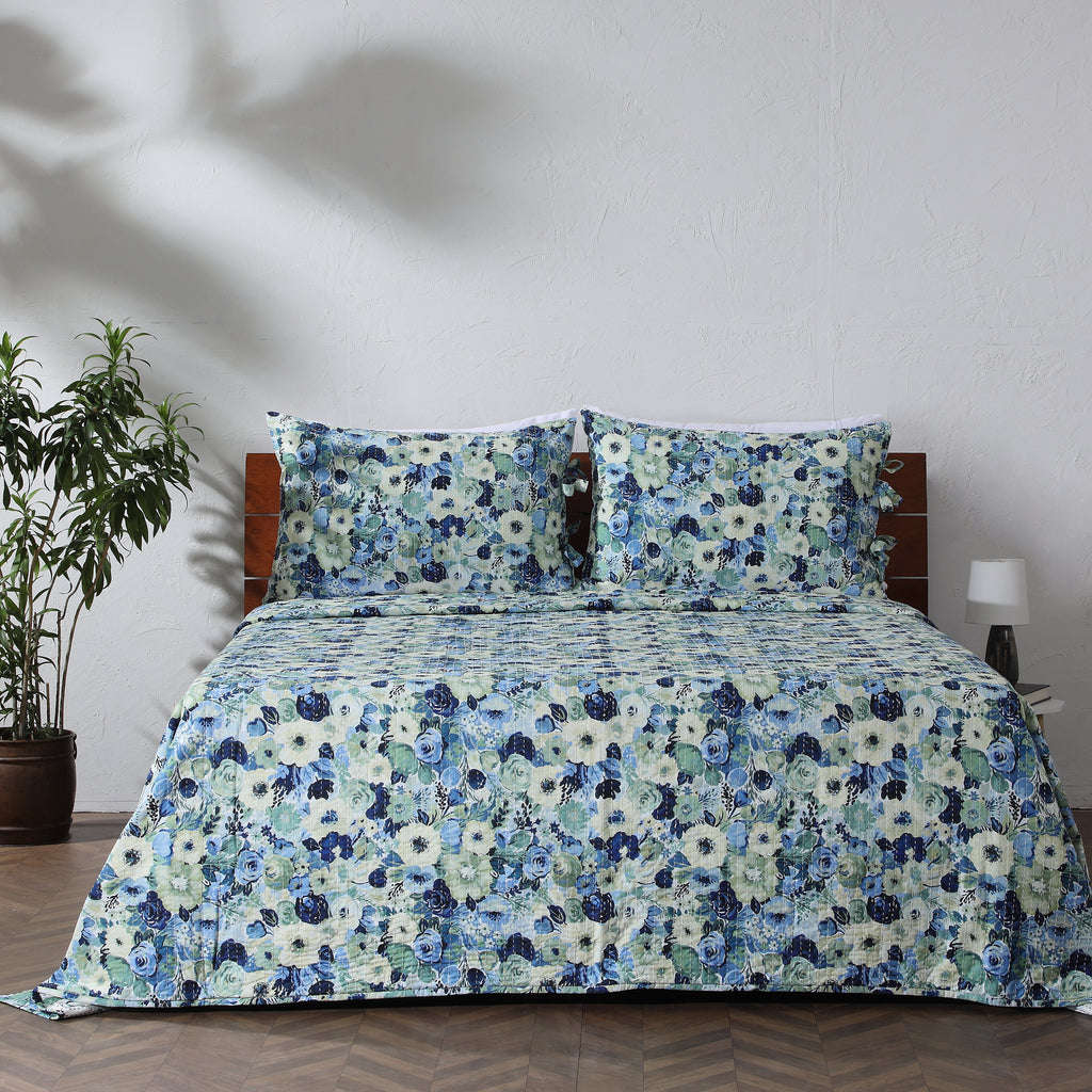 Whites of London NZ REVERSIBLE COTTON BEDSPREAD SET - GARDENIA side 