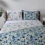 another image showing pillowcase of each side of the Whites of London NZ REVERSIBLE COTTON BEDSPREAD SET - GARDENIA 