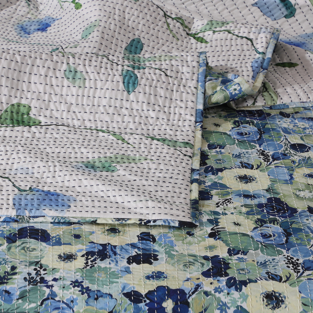 Whites of London NZ REVERSIBLE COTTON BEDSPREAD SET - GARDENIA showing the stitch 
