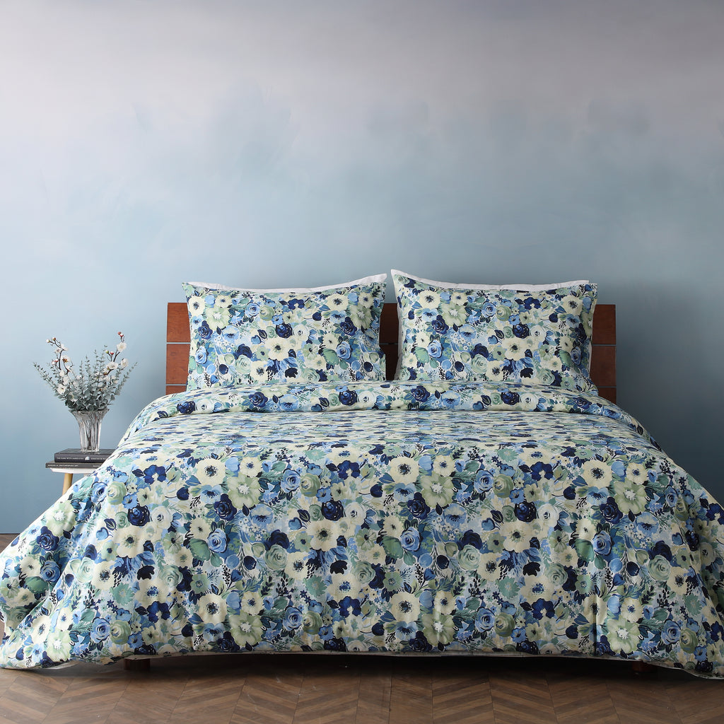 showcasing the front image of Whites of London NZ REVERSIBLE PRINTED DUVET COVER SET - GARDENIA 250TC 