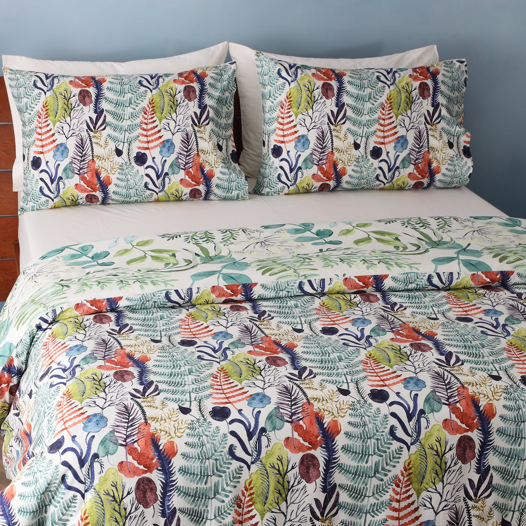 Whites of London NZ REVERSIBLE PRINTED DUVET COVER SET - BOTANICAL BLISS 250TC showcasing pillowcases