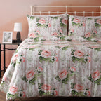 left hand side view  Whites of London NZ REVERSIBLE PRINTED DUVET COVER SET - WHISPERING ROSE 250TC 