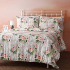right hand side view Whites of London NZ REVERSIBLE PRINTED DUVET COVER SET - WHISPERING ROSE 250TC 