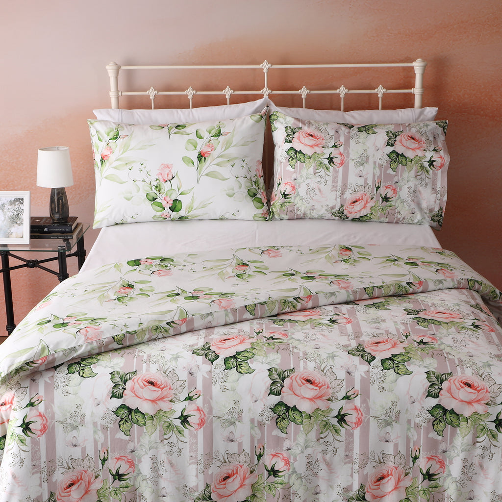 Whites of London NZ REVERSIBLE PRINTED DUVET COVER SET - WHISPERING ROSE 250TC Hero Image