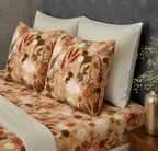  Close up picture of Whites of London NZ Organic Cotton Percale Printed Sheet Set Savannah 250TC Pillowcases