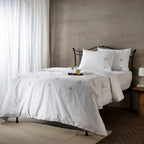 TUMBLING FLOWERS 250 TC PERCALE 100% ORGANIC COTTON EMBROIDERED DUVET COVER SET