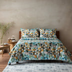 Foliage — organic cotton percale geometrical leaf printed duvet cover and pillowcase set, 200 TC