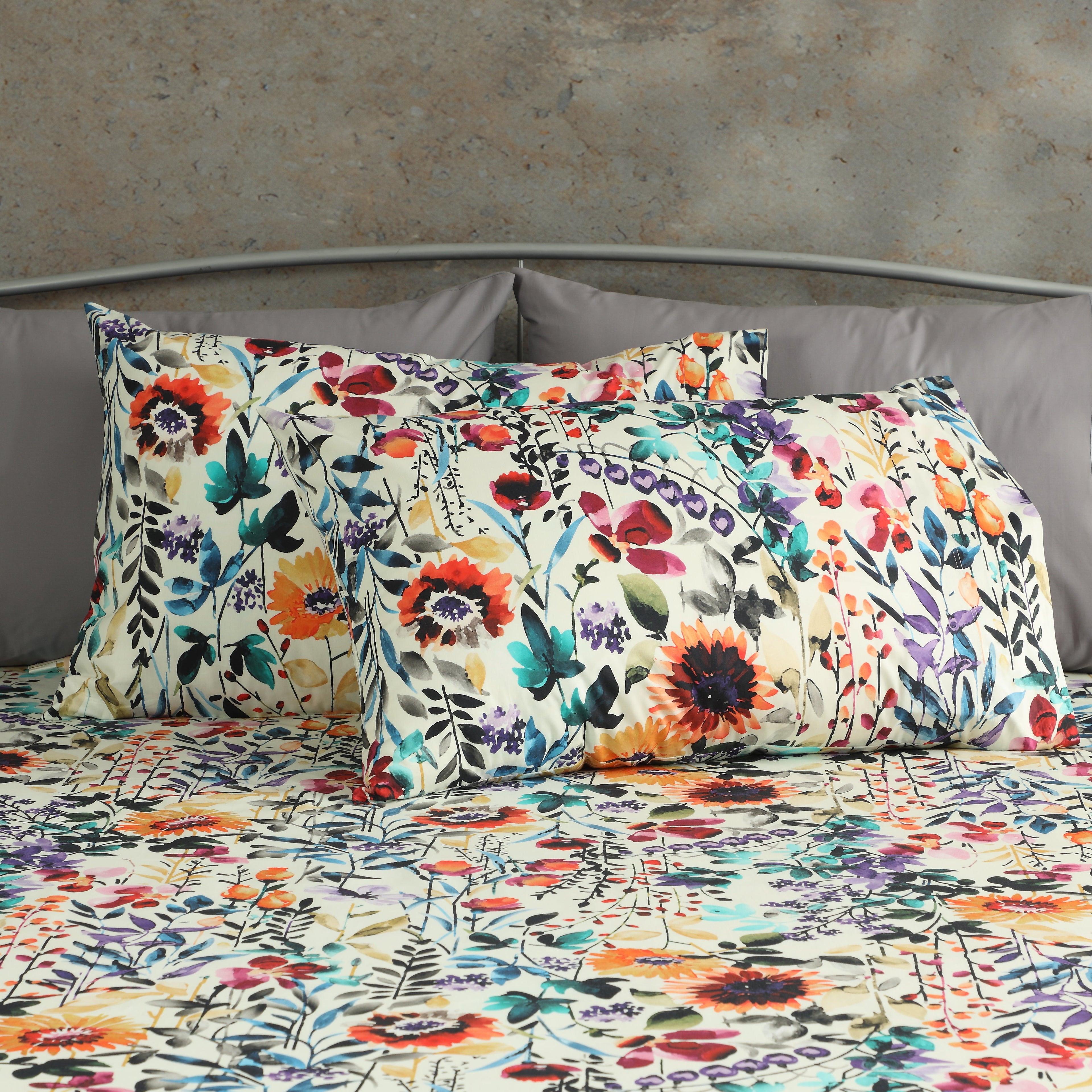 250 TC PERCALE ORGANIC PRINTED SHEET SET - FLORAL BURST