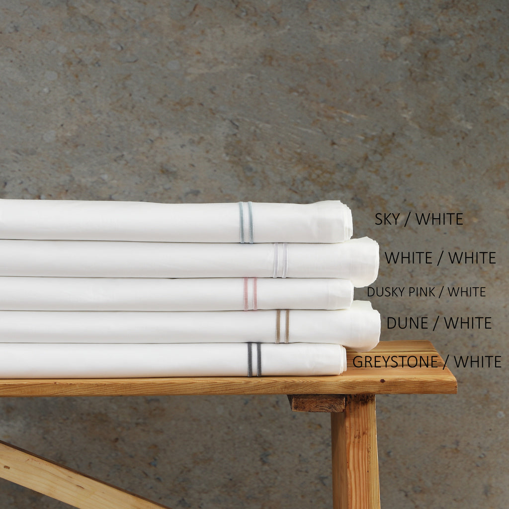 250 TC WHITE ORGANIC COTTON EMBROIDERED SHEET SET - WHITE ON WHITE