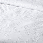 Abundance — organic cotton percale floral white on white embroidered duvet cover set, 200 TC, detailed view