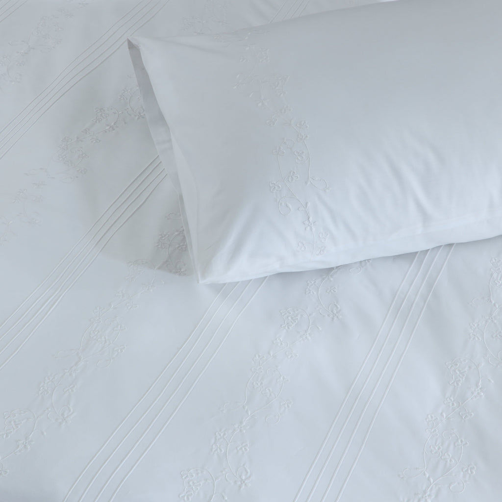 BARRIE 250 TC PERCALE 100% ORGANIC COTTON EMBROIDERED DUVET COVER SET