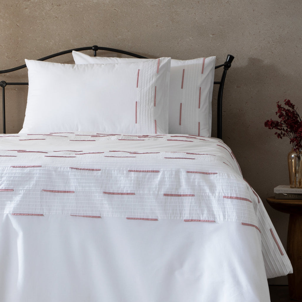 LINETTE 250 TC PERCALE 100% ORGANIC COTTON EMBROIDERED DUVET COVER SET